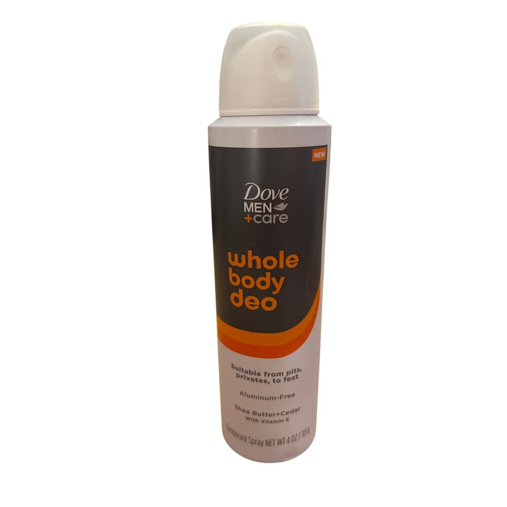 New Dove Men+Care Whole Body Deodorant Spray Aluminum-Free Shea Butter Cedar 4oz